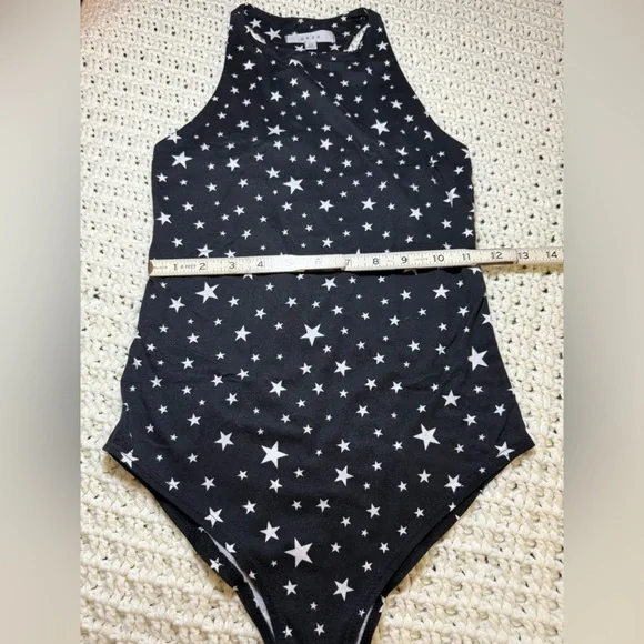 Gaze Star Print Sleeveless Bodysuit XS | Black & White | Snap Closure - Picture 6 of 11
